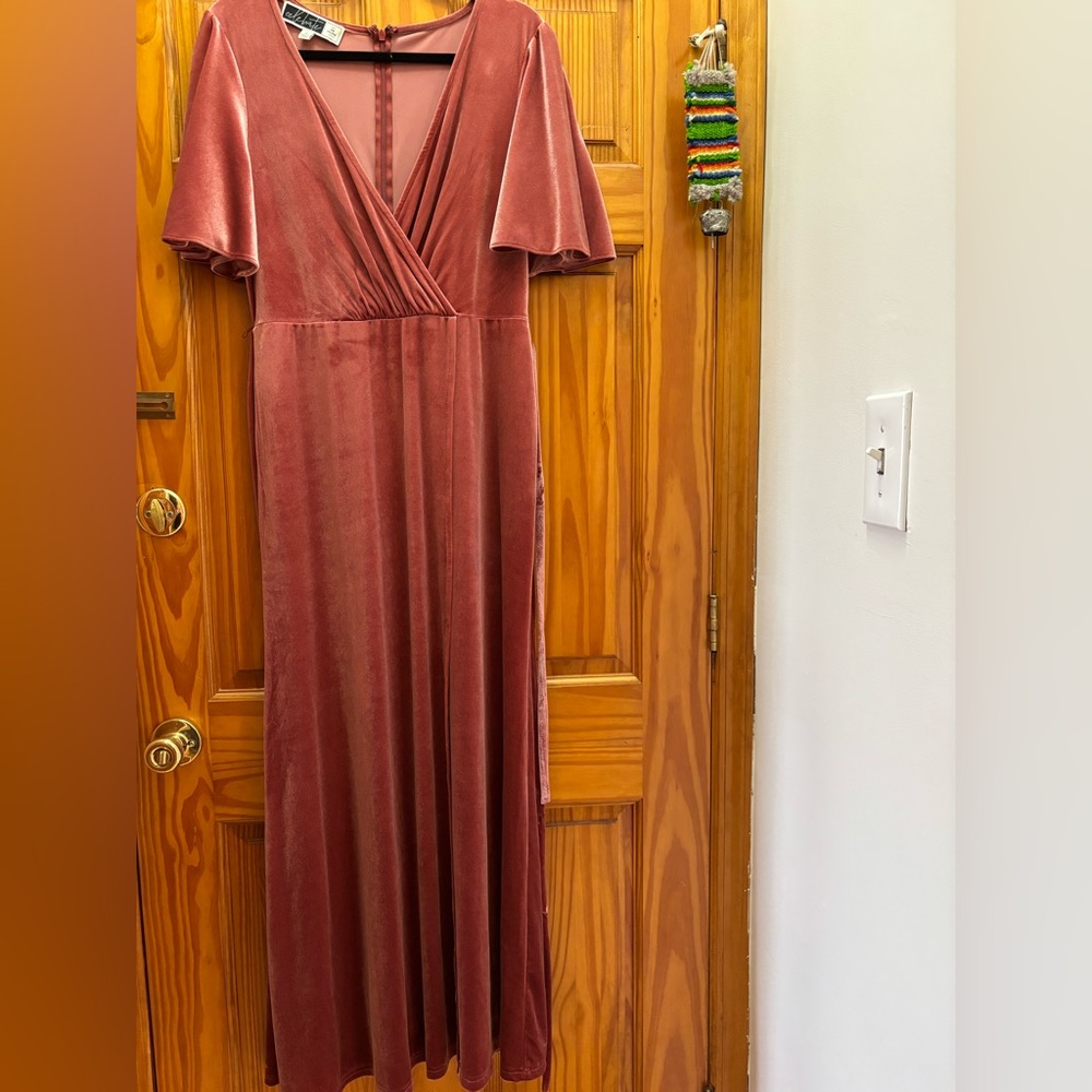 Elegant Velvet Wrap Dress in Rust